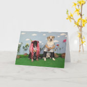 De kaart van het Jubileum, 2 honden die een team (Gele Bloem)