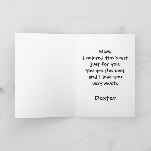 De Kaart van het kind voor Moederdag gepersonalise (Binnen)