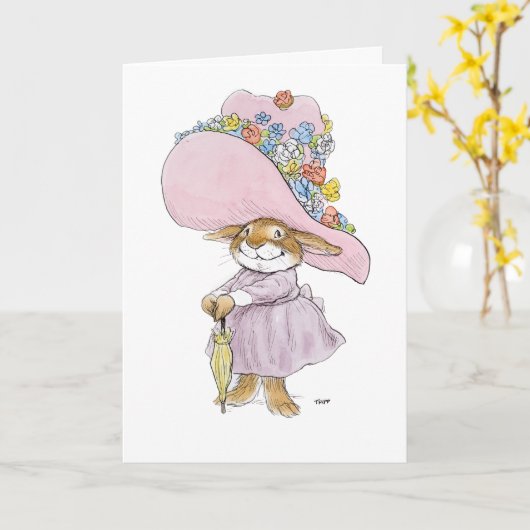 De Kaart van het Konijntje van de Bonnet van Pasen (Gele Bloem)