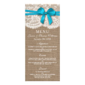 De Kaart van het menu Rustic Blue Bow Wedding Coll (Voorkant)