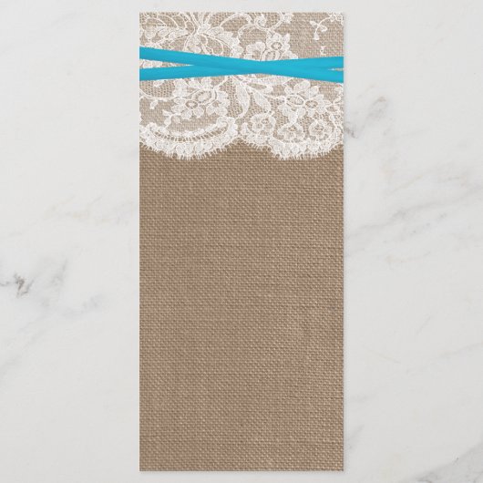 De Kaart van het menu Rustic Blue Bow Wedding Coll (Achterkant)