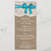 De Kaart van het menu Rustic Blue Bow Wedding Coll (Voorkant)