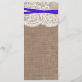 De Kaart van het menu Rustic Blue Bow Wedding Coll (Achterkant)