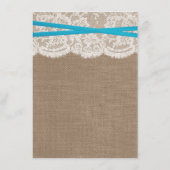 De Kaart van het menu Rustic Blue Bow Wedding Coll (Achterkant)