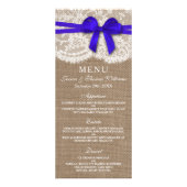 De Kaart van het menu Rustic Blue Bow Wedding Coll (Voorkant)