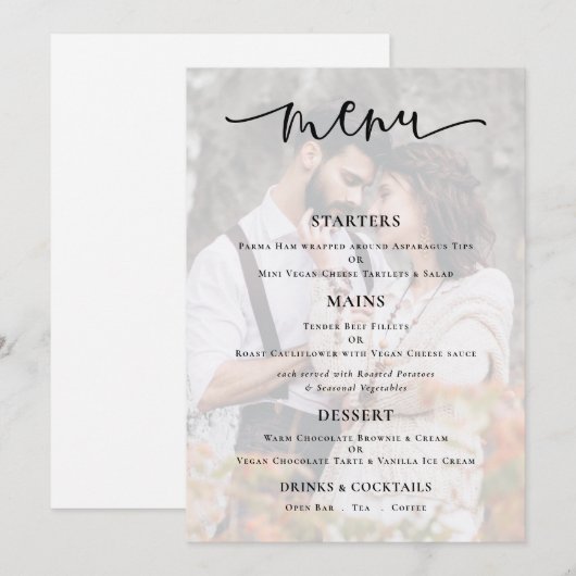 De Kaart van het Menu van de Bieden van de Band va (Voorkant / Achterkant)