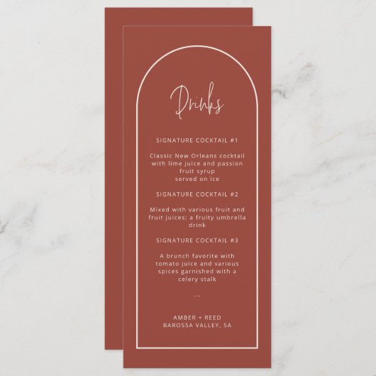 De Kaart van het Menu van de Drinken van de Woning (Voorkant / Achterkant)