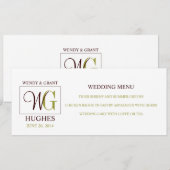 De Kaart van het Menu van het huwelijk met de Logo (Voorkant / Achterkant)