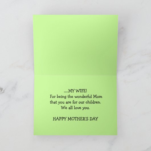 De Kaart van het Moederdag "aan van Mijn Vrouw" (Binnen)