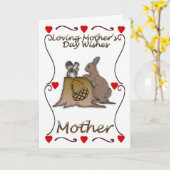 De kaart van het moederdag met eekhoorn en Konijn (Gele Bloem)