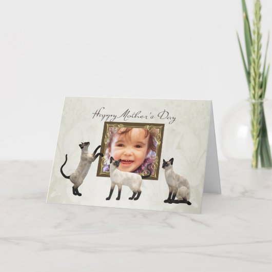 De kaart van het Moederdag van de foto met siamese (Voorkant)