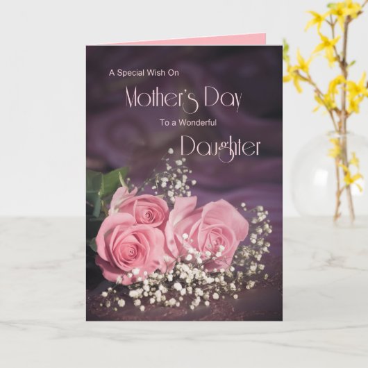 De kaart van het moederdag voor dochter met roze (Gele Bloem)