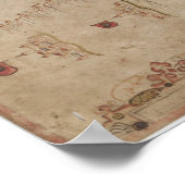 De kaart van het oerwets zee van de Middellandse Z Poster (Hoek)