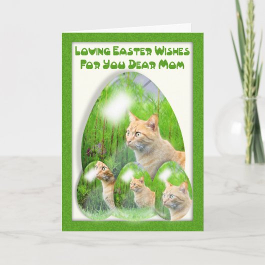 De Kaart van het Paasei, met katten, Mamma, Pasen (Voorkant)
