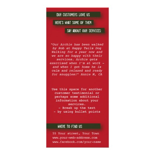 De Kaart van het Rek van de Wandelaar van de hond  (Achterkant)