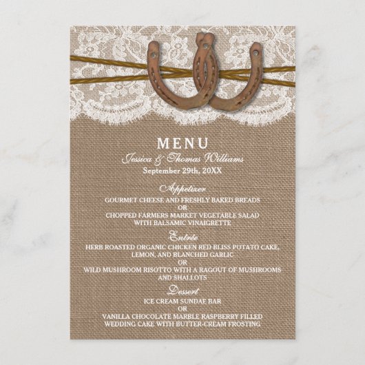 De Kaart van het Rustic Hoefijzer Wedding Collecti (Voorkant)