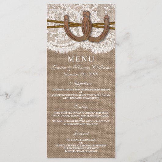 De Kaart van het Rustic Hoefijzer Wedding Collecti (Voorkant)