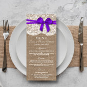 De Kaart van het Rustic Paarse Bow Wedding Collect