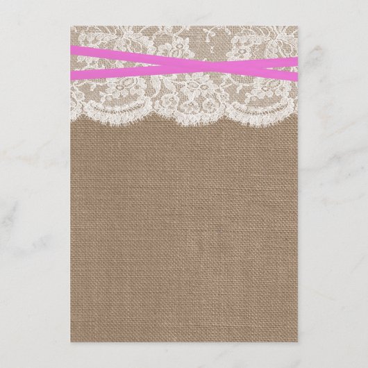 De Kaart van het Rustic Pink Bow Wedding Collectie (Achterkant)