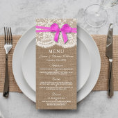De Kaart van het Rustic Pink Bow Wedding Collectie