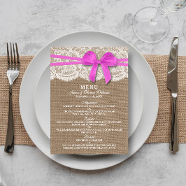 De Kaart van het Rustic Pink Bow Wedding Collectie