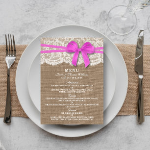 De Kaart van het Rustic Pink Bow Wedding Collectie