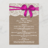 De Kaart van het Rustic Pink Bow Wedding Collectie (Voorkant)