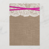 De Kaart van het Rustic Pink Bow Wedding Collectie (Achterkant)