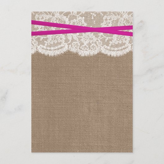 De Kaart van het Rustic Pink Bow Wedding Collectie (Achterkant)