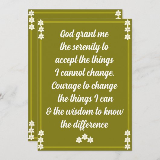 De Kaart van het sereniteitsgebed (Voorkant / Achterkant)