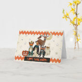 De Kaart van Howloween van honden & van de Kat (Gele Bloem)