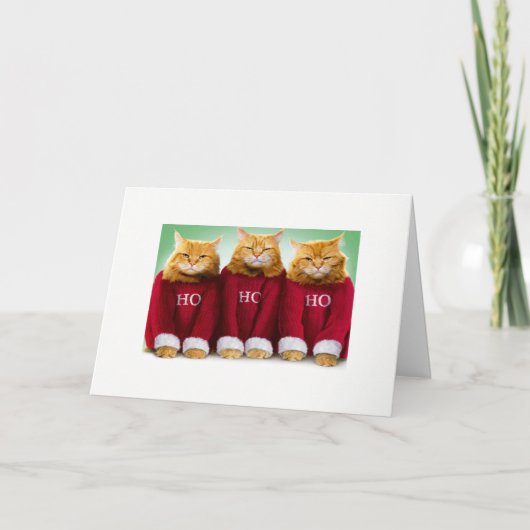 De Kaart van Kerstmis van de Kat van Ho Ho van Ho (Voorkant)