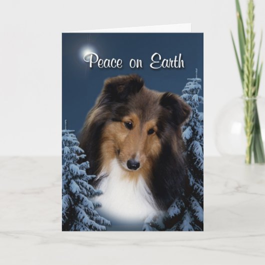 De Kaart van Kerstmis van Sheltie van de vrede (Voorkant)