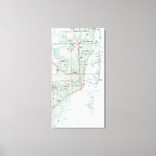 De Kaart van Miami Florida (1981) Canvas Afdruk