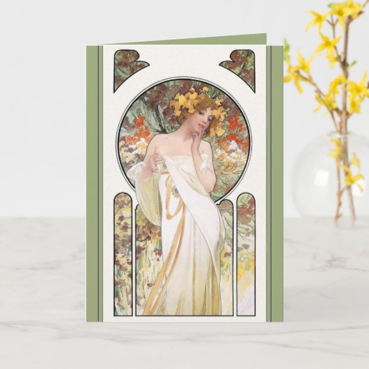 De KAART van Mucha: De Advertentie van het Parfum (Gele Bloem)