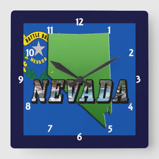 De Kaart van Nevada, de Tekst van het Afbeelding Vierkante Klok (Voorkant)