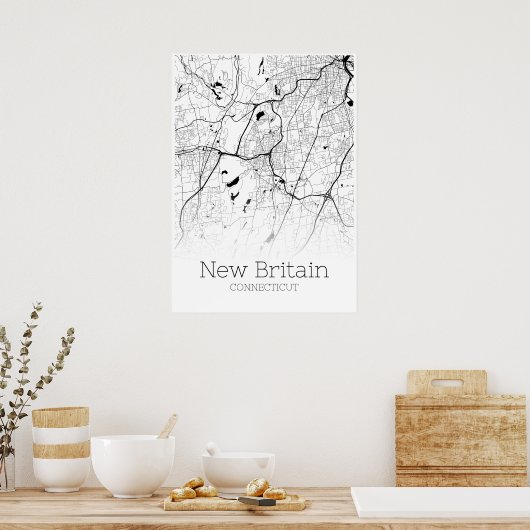 De Kaart van nieuw Groot-Brittannië - Connecticut  Poster (Keuken)