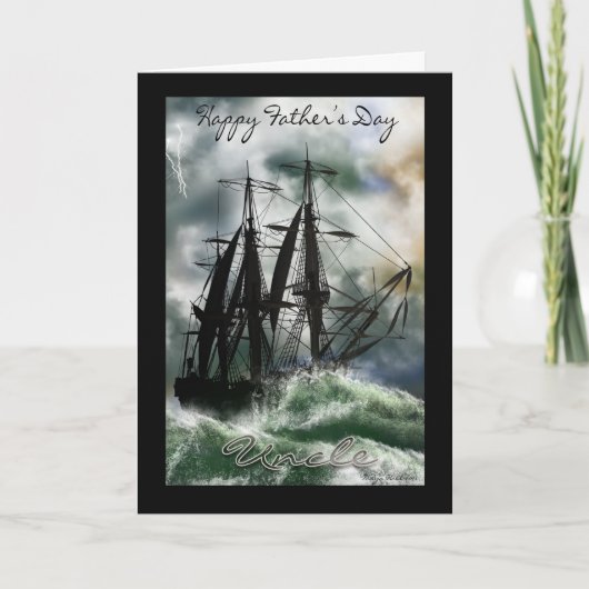 De Kaart van oom Vaderdag met Schip op de Oceaan (Voorkant)