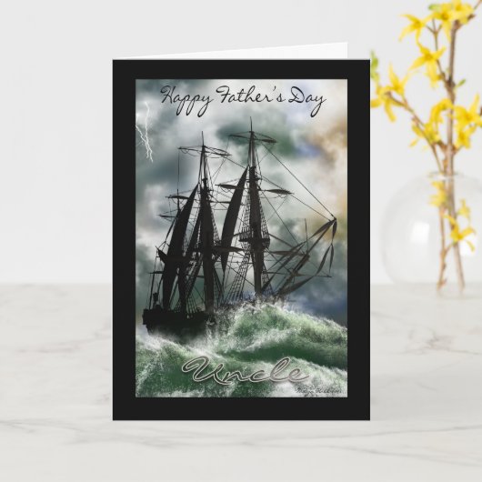 De Kaart van oom Vaderdag met Schip op de Oceaan (Gele Bloem)