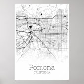 De Kaart van Pomona - Californië - het Poster van  (Voorkant)
