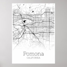 De Kaart van Pomona - Californië - het Poster van