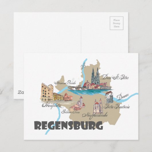 De kaart van Regensburg Duitsland (Voorkant / Achterkant)