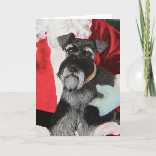 De kaart van Schnauzer van Kerstmis (Voorkant)