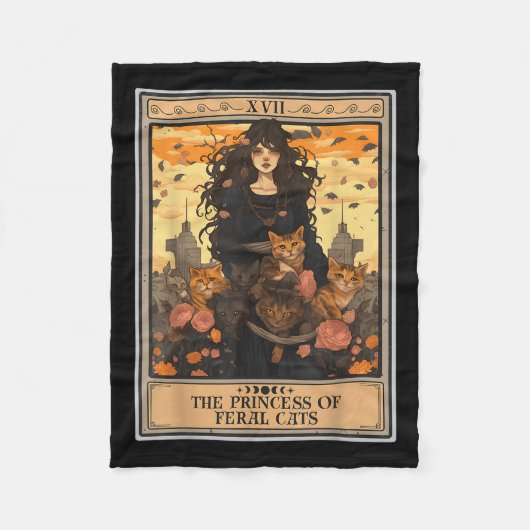 De Kaart van The Princess of Feral Cats Tarot Fleece Deken (Voorkant)