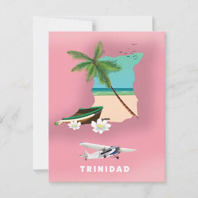 De kaart van Trinidad illustreerde reisposter. (Voorkant)