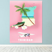 De kaart van Trinidad illustreerde reisposter. Canvas Afdruk (Insitu (Houten vloer))