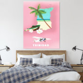De kaart van Trinidad illustreerde reisposter. Canvas Afdruk (Insitu (Slaapkamer))