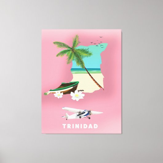 De kaart van Trinidad illustreerde reisposter. Canvas Afdruk (Voorkant)
