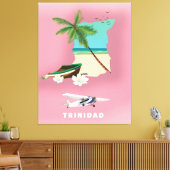 De kaart van Trinidad illustreerde reisposter. Canvas Afdruk (Insitu (Woonkamer))