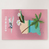 De kaart van Trinidad illustreerde reisposter. Legpuzzel (Horizontaal)